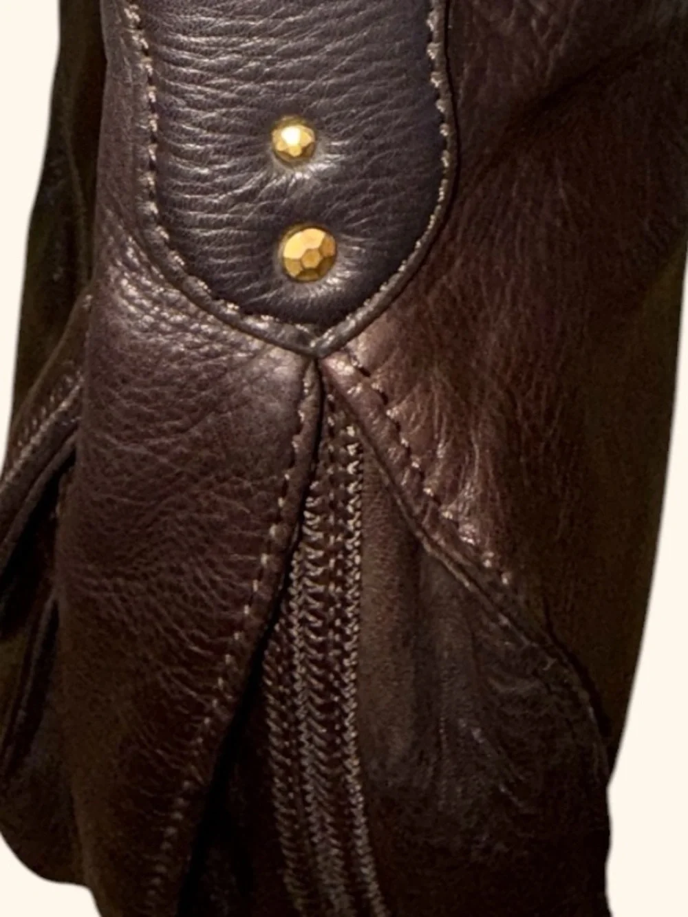 Sigrid Olsen BOHO Brown Leather HOBO Tote Shoulder Bag with Gold Hardware